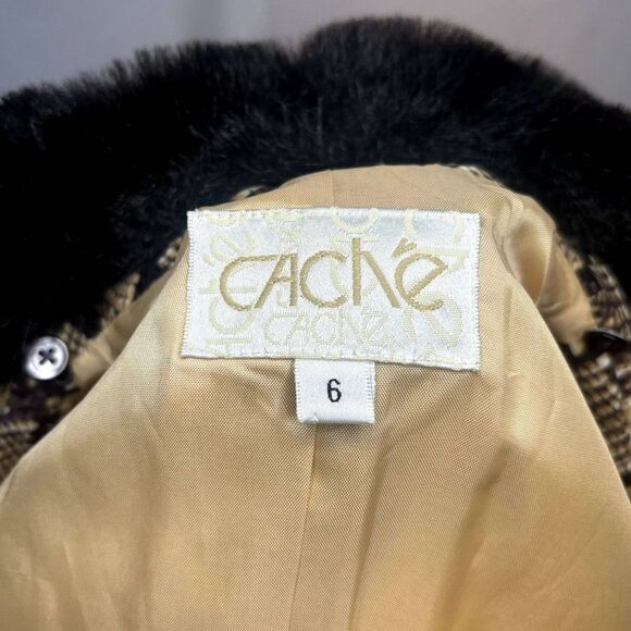 Cache Designer Snake Print Black Fur Vinyl Jacket Coat Womens Authentic - Picture 4 of 11